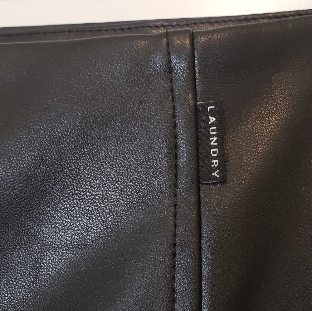 Laundry By Shelli Segal Black Faux Vegan Leather Hi Rise Pants Size Large New